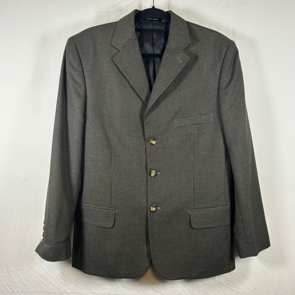 George Brown Houndstooth Blazer Jacket 40R Shoulder Pads G46B460
